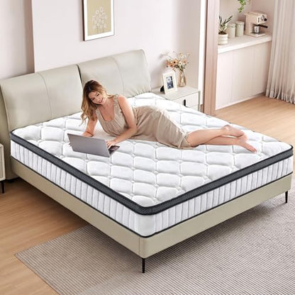 Queen Size Mattress 12 inch Mixed Mattress 80"*60"*12" Boxed Gel Memory Foam Mattress Individually Pocketed Springs Pressure Relief and Motion Isolation Mattress for Better Sleep Queen Mattress