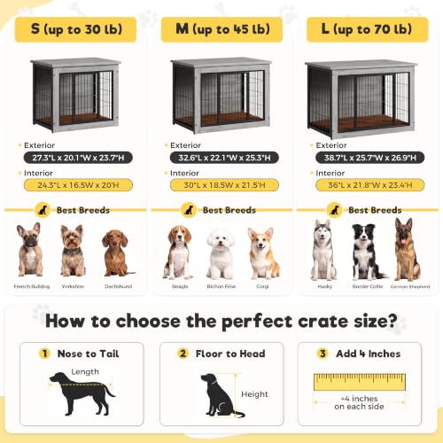 3-in-1 Wooden Dog Crate Furniture, Side Table & Kennel with Cushion, view 8