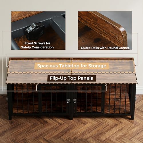 78.7" Dog Crate Furniture for 1 or 2 Dogs with 4 Doors, view 7