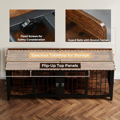 78.7" Dog Crate Furniture for 1 or 2 Dogs with 4 Doors, view 7