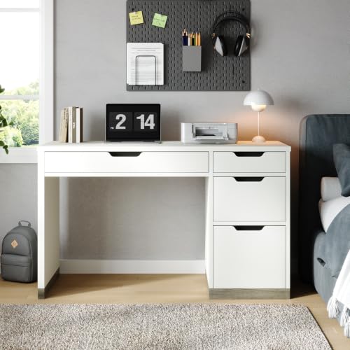 White Desk with 4 Drawers, 52 Inch Computer Desk, view 4