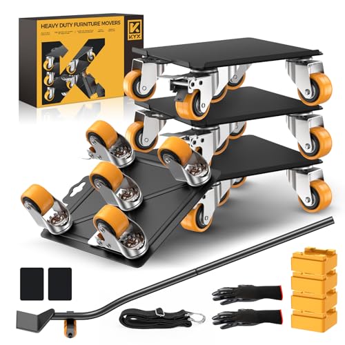 Furniture Dolly, Furniture Movers with 5 Wheels,Carbon Steel Panel Heavy Duty Dolly, Furniture Lifter with 360° Rotatable Silent Rubber Universal Wheels, Max Load 4000LBS(6.9x6.9 in)