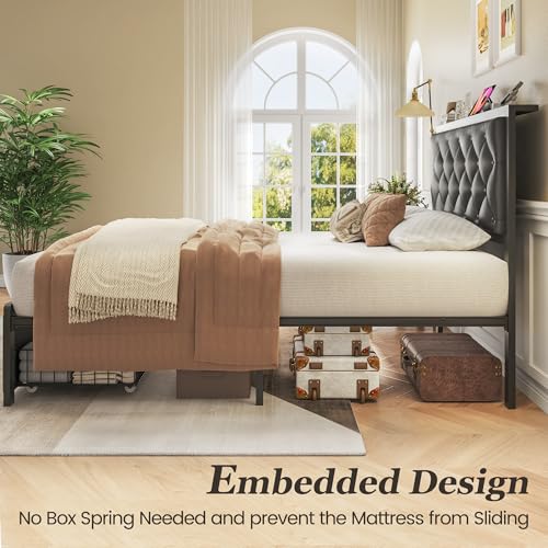 No box spring metal bed black, view 7