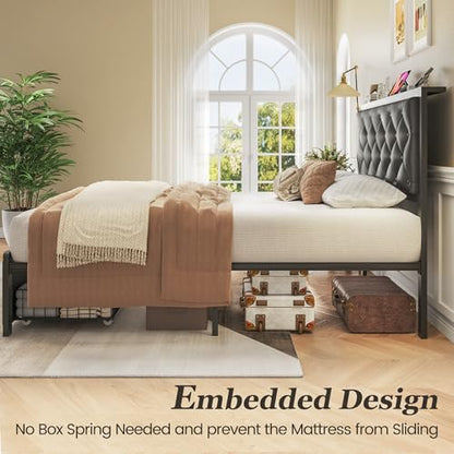 No box spring metal bed black, view 7