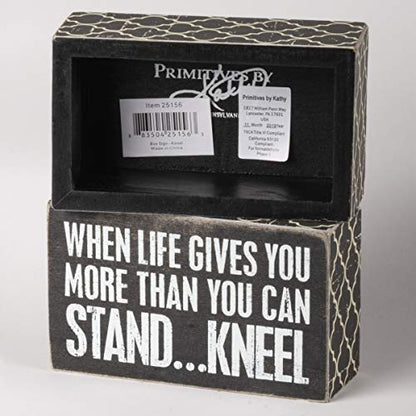 Box Sign, 3-Inch by 5-Inch, Kneel
