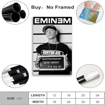 Music Poster Home Decor Rapper Em*nems Posters Canvas Music Wall Art Hanging Picture Print Dorm Room Bedroom Decorative Collection Gift (8x12in Unframed)