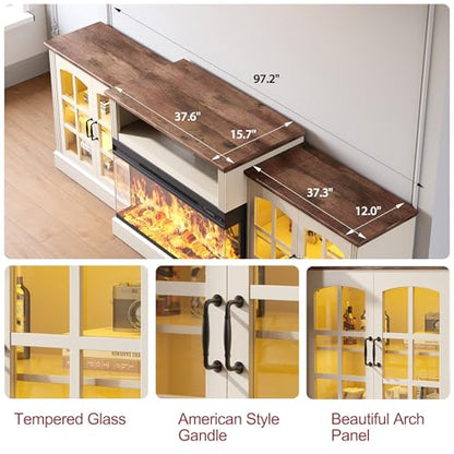 97'' Fireplace TV Stand with 3-Sided Electric Fireplace up to 100" TV, view 6