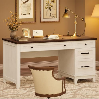 53.5" Executive Desk with Power Outlet, Home Office Desk with Drawers, view 6