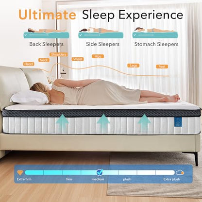 King Size Mattress 12 inch Mixed Mattress 80"*76"*12" Boxed Gel Memory Foam Mattress Individually Pocketed Springs Pressure Relief and Motion Isolation Mattress for Better Sleep King Mattress