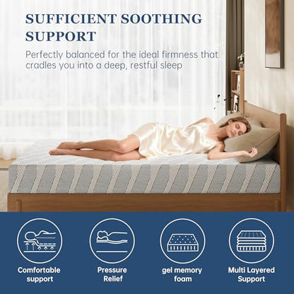 EYN Twin Size Memory Foam Mattress, 6 Inch Twin Bed Mattresses in a Box, Relieve Pressure with Medium Support, CertiPUR-US Certified, 75''L x 38''W
