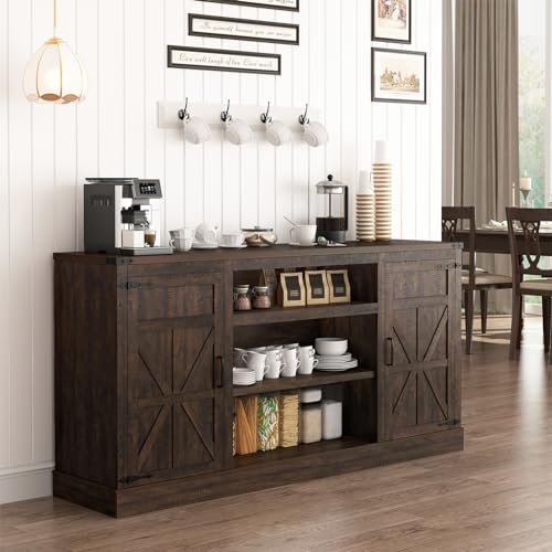 66" Farmhouse TV Stand with Power Outlets for 75 Inch TVs, view 6