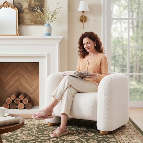 40" Barrel Chairs Oversized Modern Accent Chair Crate and Barrel Furniture for Living Room Bedroom Apartment .(Cream)