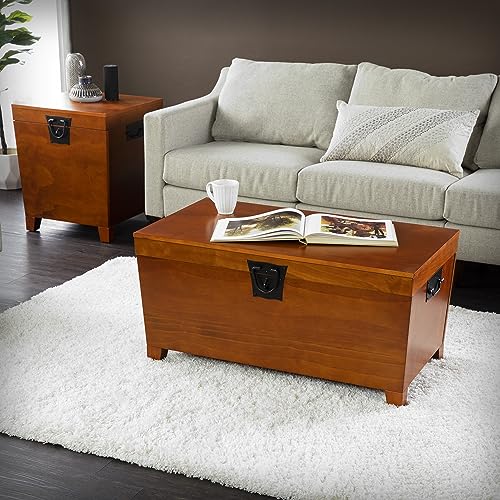 Pyramid Lift-top Trunk Coffee Table - Transitional Design, Brown Finish - Ideal for Living Room, Family Room (CK1224)