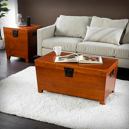 Pyramid Lift-top Trunk Coffee Table - Transitional Design, Brown Finish - Ideal for Living Room, Family Room (CK1224)