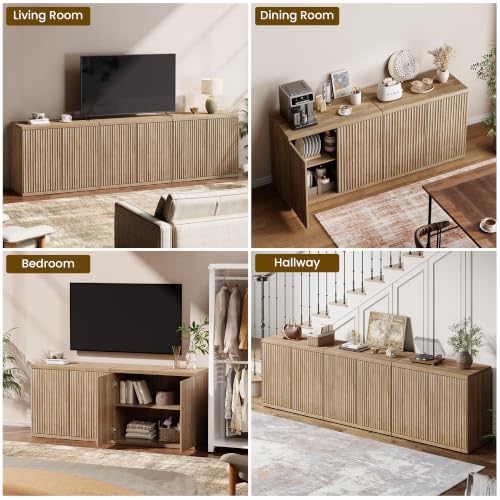 61.8" TV Stand for Living Room,Fluted Media Console Fits 55–65 Inch TVs, view 4