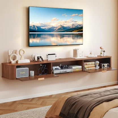 94.48'' Wall Mounted Floating TV Stand for 80-95 Inch TV - Walnut, view 3