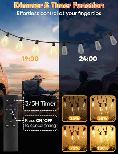 120FT LED Outdoor String Lights with Remote, view 5