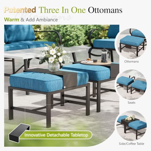 Patio Furniture Set with Fire Pit Table, Peacock Blue, view 7