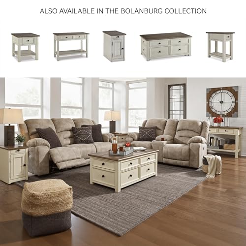 Signature Design by Ashley Bolanburg Lift-Top Coffee Table with Storage Two-Tone Rustic Farmhouse Cocktail Table – Brown/White