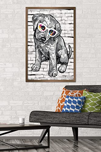 PD Moreno - Dog Glasses Wall Poster, 22.375" x 34", Bronze Framed Version