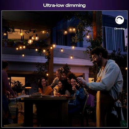 Philips Hue Festavia Globe Outdoor String Lights, White & Color Ambiance, 22ft,8 Bulbs, Dimmable, Control with Hue App or Voice, Bridge Required