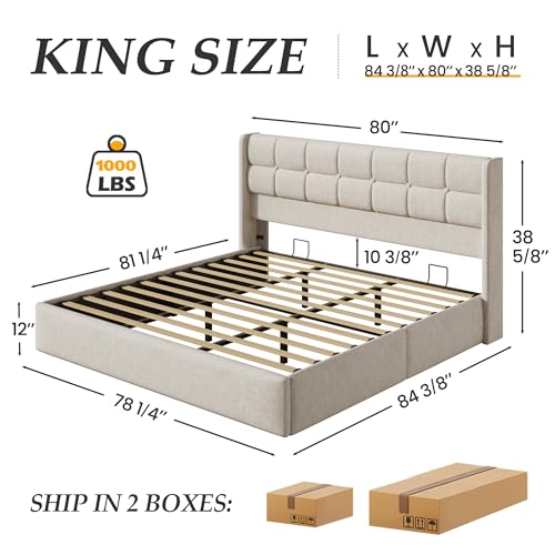 King Size Lift Up Storage Bed Frame, view 3