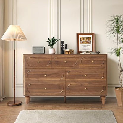 7 Drawer Fluted Dresser for Bedroom, Mid Century Modern Chest of Drawers, view 7