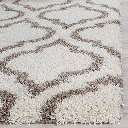 SAFAVIEH Hudson Shag Collection Runner Rug - 2'3" x 8', Ivory & Beige, Moroccan Design, Non-Shedding & Easy Care, 2-inch Thick Ideal for High Traffic Areas in Living Room, Bedroom (SGH284D)