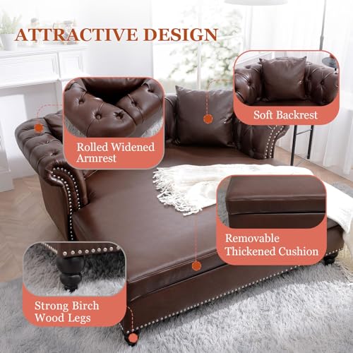 62.99" Chaise Lounge Indoor Comfy Reading Chair with 2 Pillows, view 4