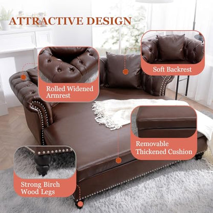 62.99" Chaise Lounge Indoor Comfy Reading Chair with 2 Pillows, view 4