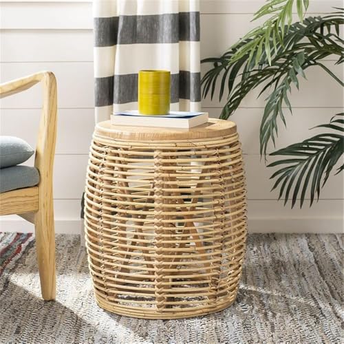 Safavieh Home Maui Coastal Natural Rattan Drum Stool Table