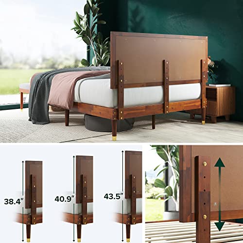 Raymond Wood Platform Bed Frame with Adjustable Upholstered Headboard, view 6
