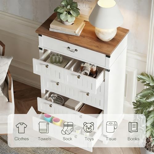 Farmhouse 7 Drawer Dresser, 47" Tall, Antique White, view 5