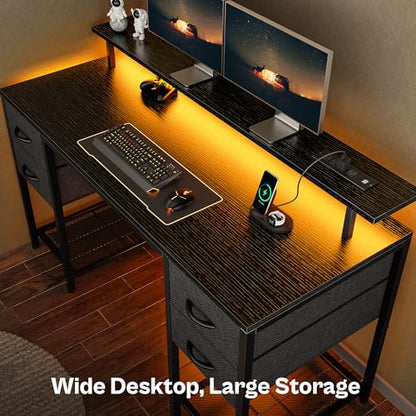 55 inch Computer Desk with Power Outlets & 4 Drawers, view 5