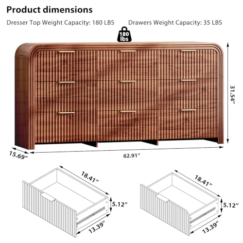 62.91" Modern Chest of Drawer, 9 Deep Drawers, Clothes Organizer, view 3