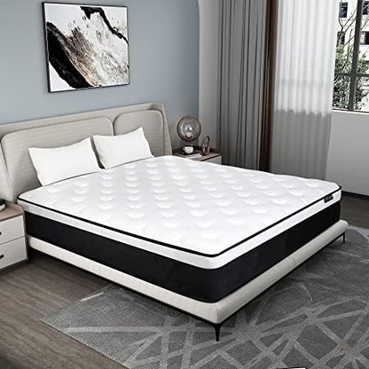 Full Mattress,8 Inch Euro Top Full Size Mattress in a Box,Memory Foam Hybrid Mattress with Individually Pocket Springs,Medium Firm,Strong Edge Support,CertiPUR-US (8 Inch, Full)