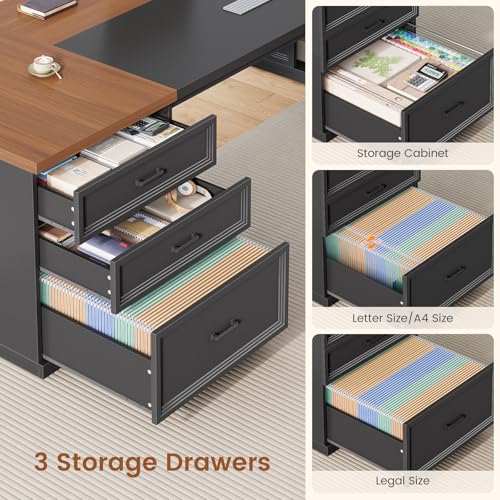 78.7" L Shaped Executive Desk with Charging Station, view 5
