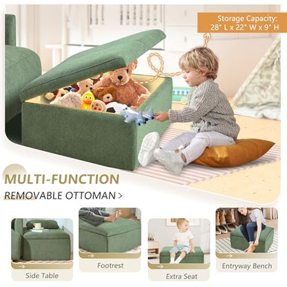 Oversized Accent Chair with Storage Ottoman, Lounge Armchair with 2 Arm Pillows, view 6