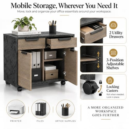 70.8” L Shaped Executive Desk with Reversible Mobile Storage Cabinet, view 7