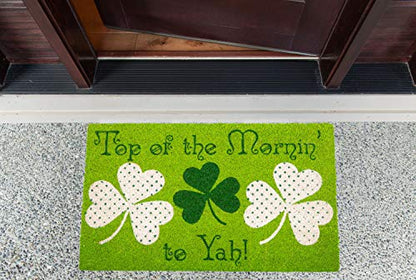 Indoor/Outdoor Natural Coir Fiber Spring/Summer Doormat, 17x29, Top of The Mornin' to Yah!