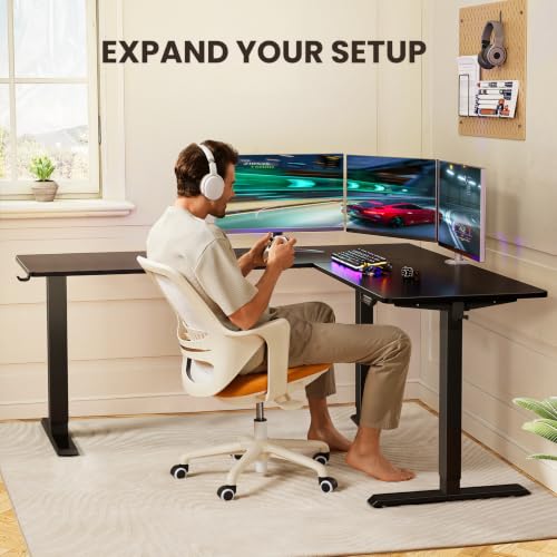 75" x 63" L Shaped Standing Desk Electric Adjustable Height, Black, view 7