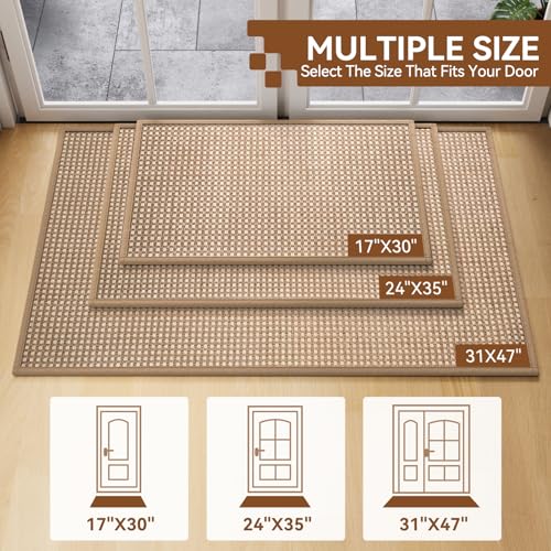 Door Mat Indoor Entrance Front Entry Mats,17''x30'',Brown, view 3