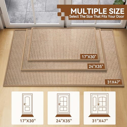 Door Mat Indoor Entrance Front Entry Mats,17''x30'',Brown, view 3