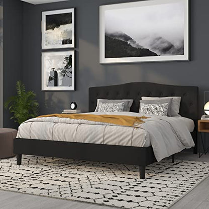 Cambridge Tufted Upholstered King Size Headboard in Black Fabric