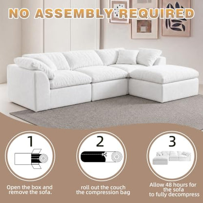 110" Boneless Cloud Couch Sectional for Living Room, view 5