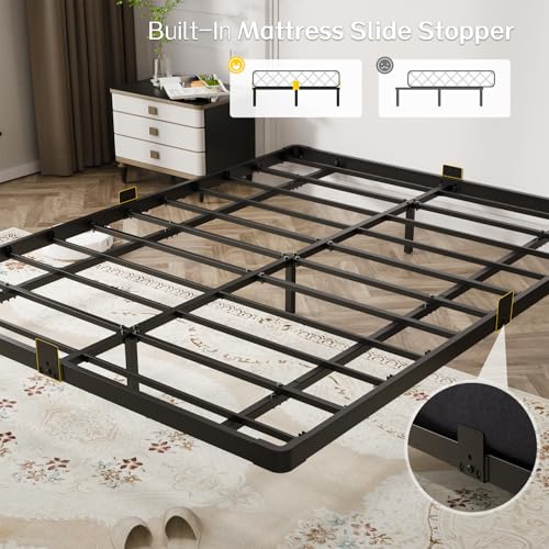 Floating Bed Frame Full Size Metal with LED Light & Charging Station, view 7