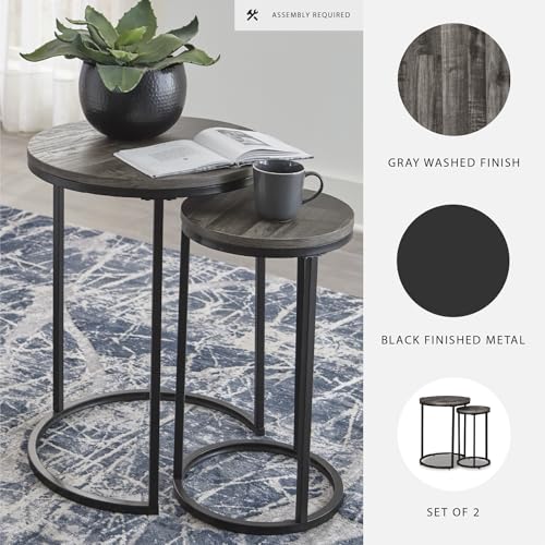 Black and gray industrial nesting accent tables, set of two, view 5