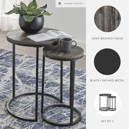 Black and gray industrial nesting accent tables, set of two, view 5