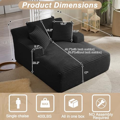 66" Oversized Chaise Lounge Chair Indoor, view 3