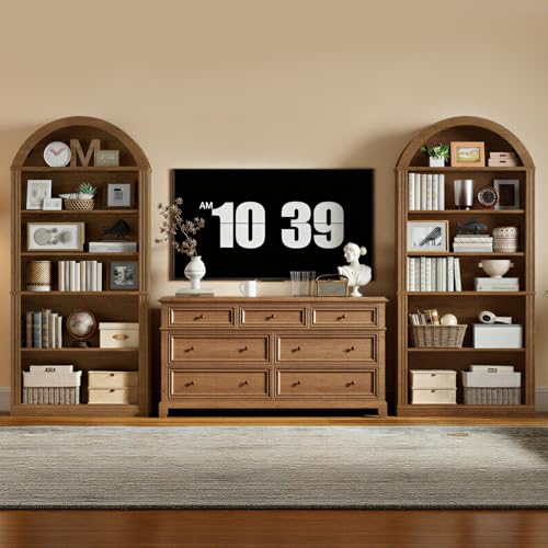 Arched Bookshelf, 75.8" Tall Arch Bookcase with Storage, view 5